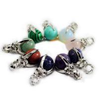 Gemstone Pendants Jewelry Natural Stone with Zinc Alloy platinum color plated & Unisex Sold By PC