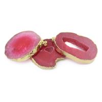 Red Agate Pendants with Brass gold color plated druzy style & Unisex & hollow red Sold By PC