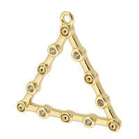 Rhinestone Brass Pendants, Triangle, gold color plated, Unisex & with rhinestone & hollow, golden, nickel, lead & cadmium free, 18x18x2mm, Hole:Approx 1mm, Sold By PC