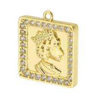 Rhinestone Brass Pendants Square gold color plated Unisex & with rhinestone golden nickel lead & cadmium free Approx 1mm Sold By PC