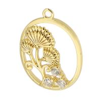 Rhinestone Brass Pendants, Oval, gold color plated, Unisex & with rhinestone & hollow, golden, nickel, lead & cadmium free, 14x19x3mm, Hole:Approx 1mm, Sold By PC