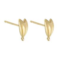 Brass Earring Drop Component Heart gold color plated DIY & for woman golden nickel lead & cadmium free 1mm Sold By PC