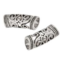 Tibetan Style Curved Tube Beads, antique silver color plated, DIY & hollow, silver color, nickel, lead & cadmium free, 25x10x9mm, Hole:Approx 7mm, Sold By KG