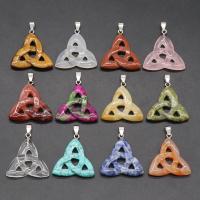 Gemstone Pendants Jewelry with Zinc Alloy Triangle silver color plated 34mm Sold By PC