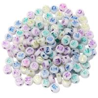Alphabet Acrylic Beads, Round, DIY & luminated & enamel, more colors for choice, 5x10mm, 100PCs/Bag, Sold By Bag