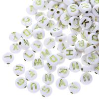 Alphabet Acrylic Beads, Round, DIY & enamel, more colors for choice, 5x10mm, 100PCs/Bag, Sold By Bag
