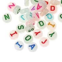 Alphabet Acryl Perlen, rund, DIY & glänzend & Emaille, gemischte Farben, 5x10mm, 100PCs/Tasche, verkauft von Tasche