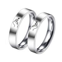 Pár prsteny, 304 Stainless Steel, různé velikosti pro výběr & za pár & smalt, Původní barva, 4mm, Prodáno By PC