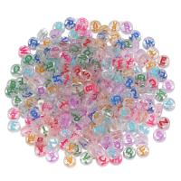 Perles acrylique alphabet, Rond, DIY & transparent & émail, plus de couleurs à choisir, 4x7mm, 100PC/sac, Vendu par sac
