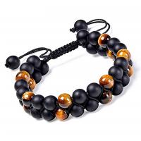 Gemstone Woven Ball Bracelets, Abrazine Stone, with Knot Cord & Tiger Eye, Double Layer & Unisex & different styles for choice, 16mm, Length:Approx 7.5-11.8 Inch, Sold By PC