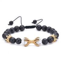 Lava Couple Bracelet, with Knot Cord & Gemstone & Brass, different materials for choice & Unisex & micro pave cubic zirconia, 13*21mm,8mm, Length:Approx 7-11.6 Inch, Sold By PC