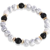 Gemstone Bracelets Howlite with Lava & Brass handmade Unisex & radiation protection 8mm Length Approx 7.48 Inch Sold By PC