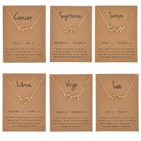 Zinc Alloy Jewelry Necklace with 5cm extender chain 12 Signs of the Zodiac gold color plated fashion jewelry & for woman nickel lead & cadmium free Length 42 cm Sold By PC