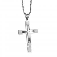 Stainless Steel Jewelry Necklace, 304 Stainless Steel, Cross, plated, fashion jewelry & different styles for choice, more colors for choice, 37x60mm, Length:60 cm, Sold By PC