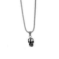 Stainless Steel smycken halsband, 304 rostfritt stål, Skull, plated, mode smycken & olika stilar för val, fler färger för val, 9x15mm, Längd 60 cm, Säljs av PC