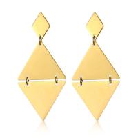 Titanium Steel Drop Earring, Rhombus, plated, fashion jewelry & for woman, more colors for choice, 18x29mm, Sold By Pair