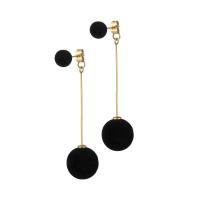 Stainless Steel Drop Earring, 304 Stainless Steel, with Plush, Round, plated, fashion jewelry & for woman, more colors for choice, 16x40mm,8mm, Sold By Pair