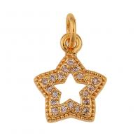 Cubic Zirconia Micro Pave Brass Pendant, Star, gold color plated, different styles for choice & micro pave cubic zirconia, 10x17mm, Sold By PC