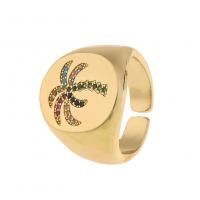 Cubique anneau en laiton Circonia Micro Pave, Placage de couleur d'or, Réglable & pavé de micro zircon & pour femme, plus de couleurs à choisir, Vendu par PC