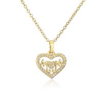 Cubic Zircon Micro Pave Brass Necklace, gold color plated, micro pave cubic zirconia & for woman, more colors for choice, 17x20mm, Length:Approx 17.7 Inch, Sold By PC