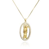 Cubic Zircon Micro Pave Brass Necklace, gold color plated, micro pave cubic zirconia & for woman, 24x44mm, Length:Approx 17.7 Inch, Sold By PC