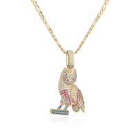 Cubic Zircon Micro Pave Brass Necklace Bird gold color plated micro pave cubic zirconia & for woman Length Approx 17.7 Inch Sold By PC