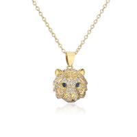 Cubic Zircon Micro Pave Brass Necklace Tiger gold color plated Unisex & micro pave cubic zirconia Length Approx 17.7 Inch Sold By PC