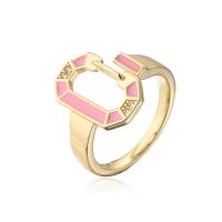 Cúbicos Circonia Micro Pave anillo de latón, metal, chapado en color dorado, Ajustable & micro arcilla de zirconia cúbica & para mujer & esmalte, más colores para la opción, 18mm, Vendido por UD
