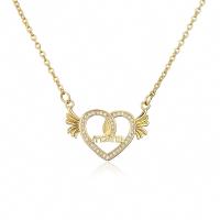 Cubic Zircon Micro Pave Brass Necklace, Heart, gold color plated, micro pave cubic zirconia & for woman, 25x18mm, Length:Approx 17.7 Inch, Sold By PC