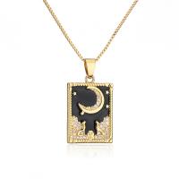 Cubic Zircon Micro Pave Brass Necklace, Square, gold color plated, micro pave cubic zirconia & for woman & enamel, more colors for choice, 17x30mm, Length:Approx 17.7 Inch, Sold By PC