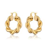 Brass Hoop Earring, gold color plated, for woman, 30x35mm, Sold By Pair