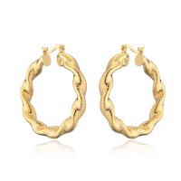 Brass Hoop Earring, gold color plated, for woman, 42x30mm, Sold By Pair
