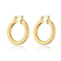 Messing Hoop Earring, guldfarve belagt, for kvinde, 29x33mm, Solgt af par