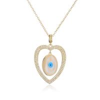 Cubic Zircon Micro Pave Brass Necklace, gold color plated, evil eye pattern & different styles for choice & micro pave cubic zirconia & for woman & enamel, 35x29mm, Length:Approx 17.7 Inch, Sold By PC