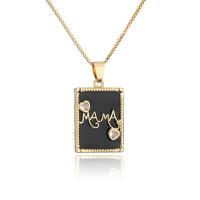 Cubic Zircon Micro Pave Brass Necklace, Square, gold color plated, micro pave cubic zirconia & for woman & enamel, more colors for choice, 17x30mm, Length:Approx 17.7 Inch, Sold By PC
