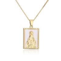 Brass Necklace, Square, gold color plated, for woman & enamel, more colors for choice, 17x30mm, Length:Approx 17.7 Inch, Sold By PC