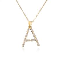 Cubic Zircon Micro Pave Brass Necklace Letter gold color plated & micro pave cubic zirconia & for woman Length Approx 17.7 Inch Sold By PC