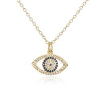Cubic Zircon Micro Pave Brass Necklace, Eye, gold color plated, micro pave cubic zirconia & for woman & hollow, more colors for choice, 15x13mm, Length:Approx 17.7 Inch, Sold By PC