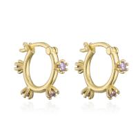 Brass Huggie Hoop Earring, gold color plated, micro pave cubic zirconia & for woman, more colors for choice, 8mm, Sold By Pair