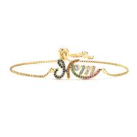 Brass Bracelet gold color plated micro pave cubic zirconia & for woman multi-colored 31mm Sold By PC