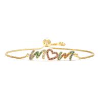 Brass Bracelet gold color plated & micro pave cubic zirconia & for woman multi-colored 40mm Sold By PC