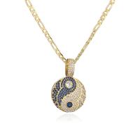 Cubic Zircon Micro Pave Brass Necklace, gold color plated, ying yang & micro pave cubic zirconia & for woman, more colors for choice, 21x31mm, Length:Approx 17.7 Inch, Sold By PC