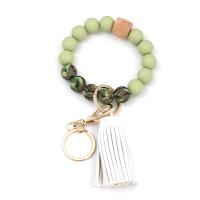 Silicone Bracelet, with PU Leather & Wood & Tibetan Style, Tassel, fashion jewelry & Unisex, more colors for choice, 150mm, 15mm, 16mm, Inner Diameter:Approx 85mm, Sold By PC