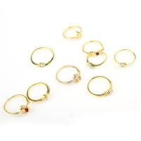Tibetan Style Ring Set, with Glass Rhinestone, for woman, golden, 17mm, 100PCs/Box, Sold By Box