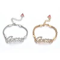 Zinc Alloy Bracelet zinc alloy lobster clasp plated Unisex & with rhinestone 45mm Length 23 cm Sold By PC