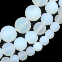 Perles opales de mer, Opaline, Rond, synthétique, DIY, blanc, Vendu par 38 cm brin