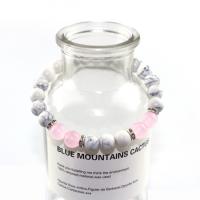 Howlite Bracelet with Rose Quartz & Zinc Alloy handmade Unisex & with rhinestone mixed colors 8mm Length 18 cm Sold By PC