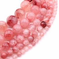 Natural Chalcedony Bead, Round, DIY, pink, Sold Per 40 cm Strand