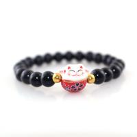 Obsidian Bracelet, with Porcelain, handmade, Unisex, more colors for choice, 8mm, Length:18-35 cm, Sold By PC