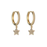 Cubic Zirconia Micro Pave Brass Earring brass hoop earring plated micro pave cubic zirconia & for woman 26mm Sold By Pair